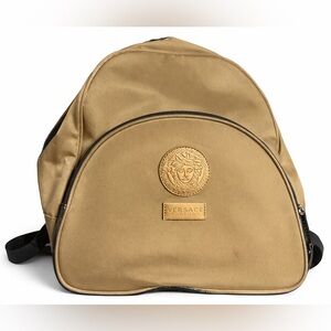Versace Parfums Backpack – Gold Nylon w/ Medusa Logo 🖤